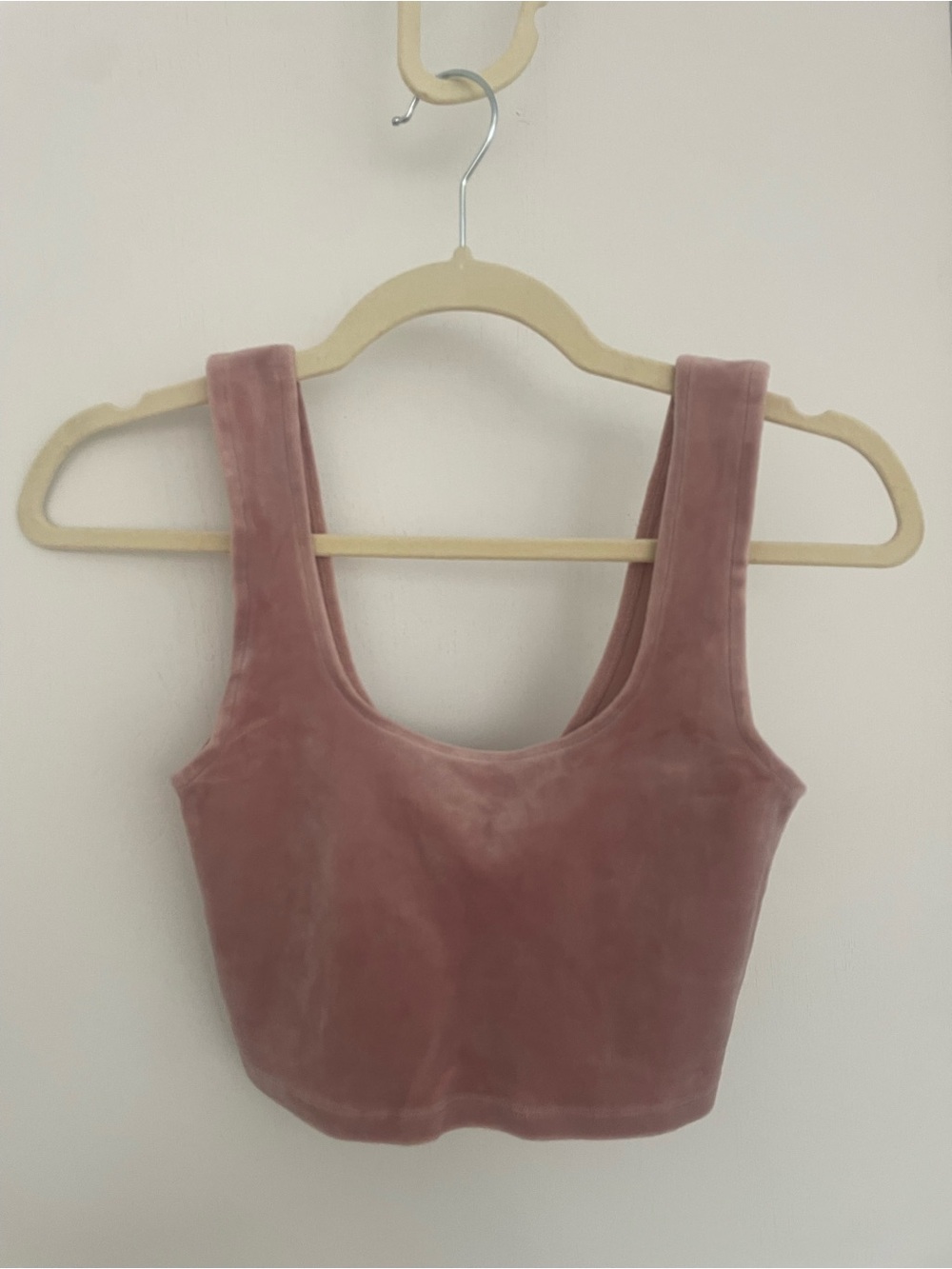 Velvet Neck Crop Tank Top - Dusty Rose - reversible square or scoop neck